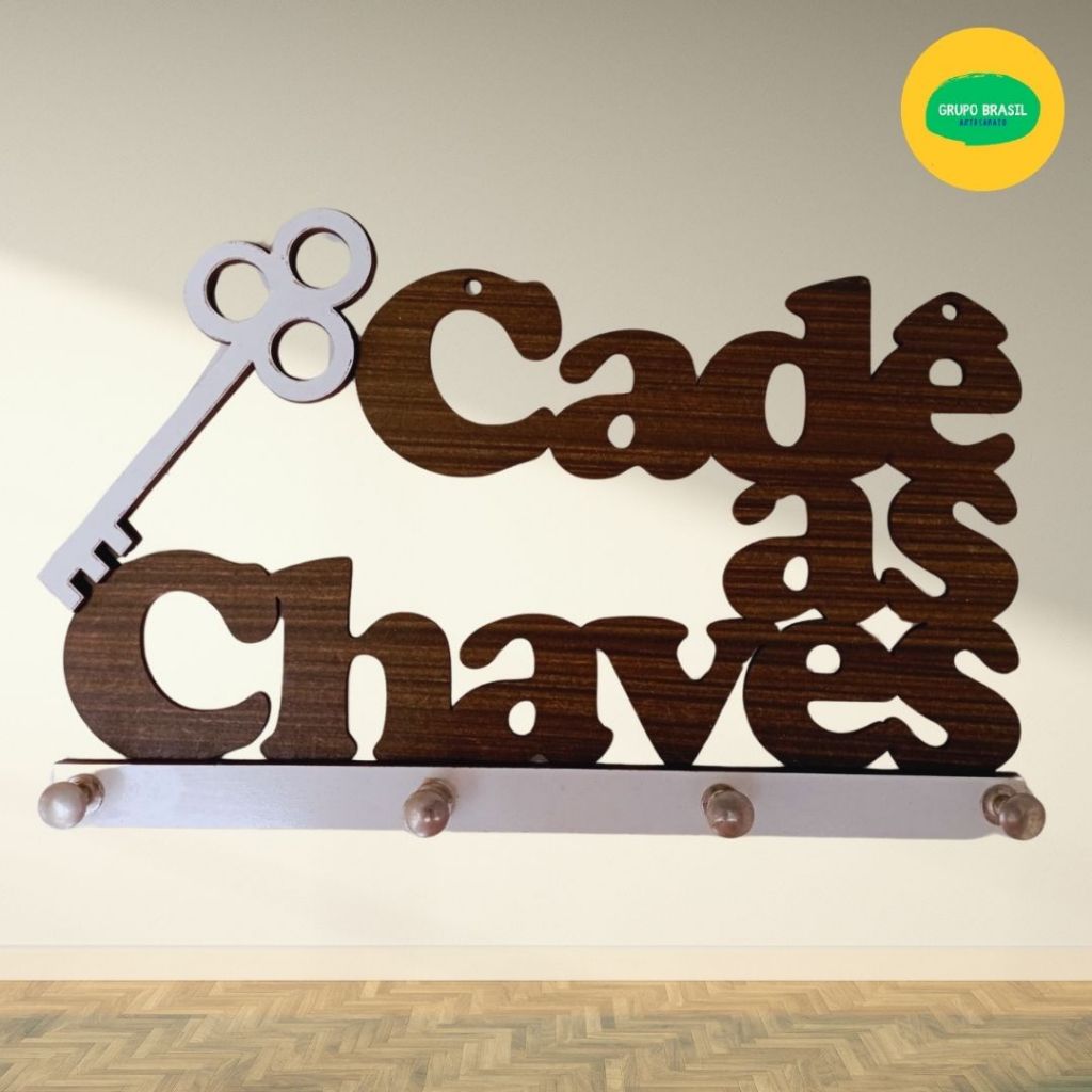 Porta Chaves CADÊ AS CHAVES | Suporte para Chaves em Aço Inox | Elegante e Funcional