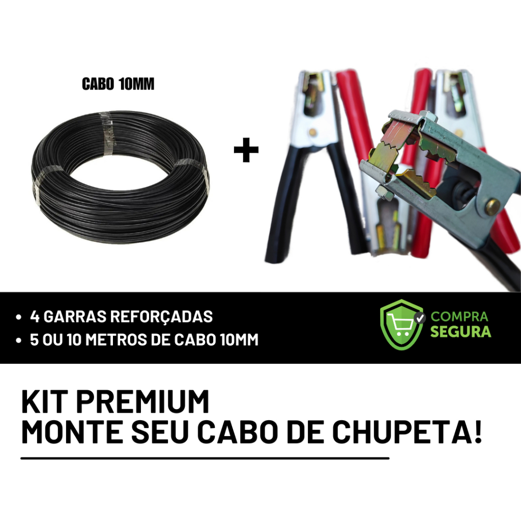 KIT 4 GARRA JACARE REFORÇADA + CABO 10MM (Monte seu cabo de chupeta!)