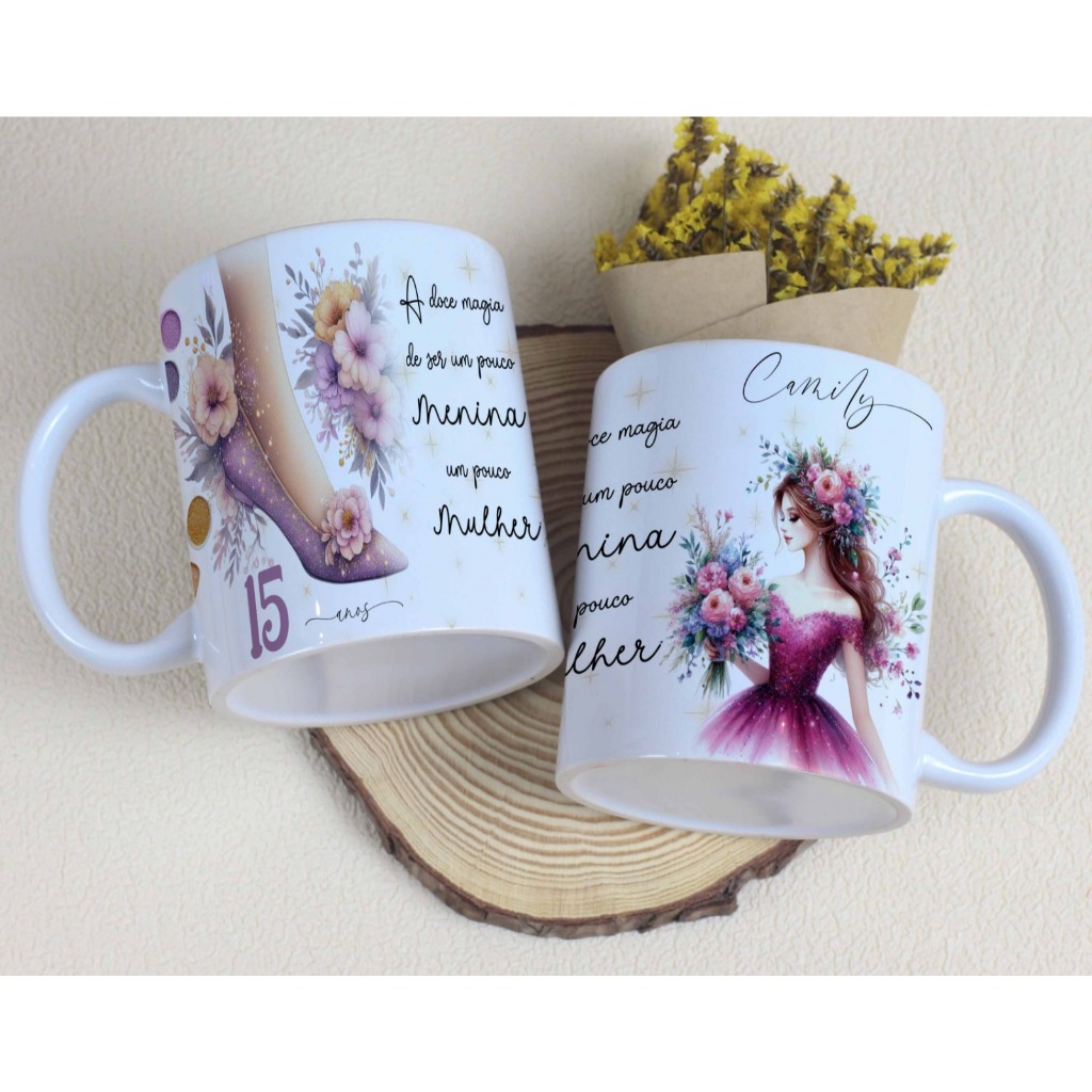 Caneca Personalizada De 15 Anos + Nome em Oferta na Shopee