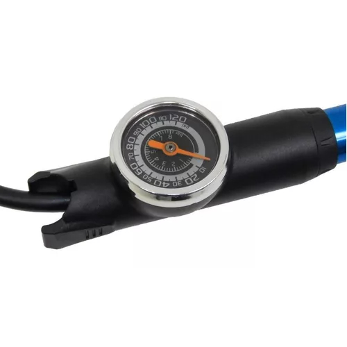 Detalhes do Bomba De Ar Para Bicicleta Absolute Manômetro 120psi Mini Cor Azul