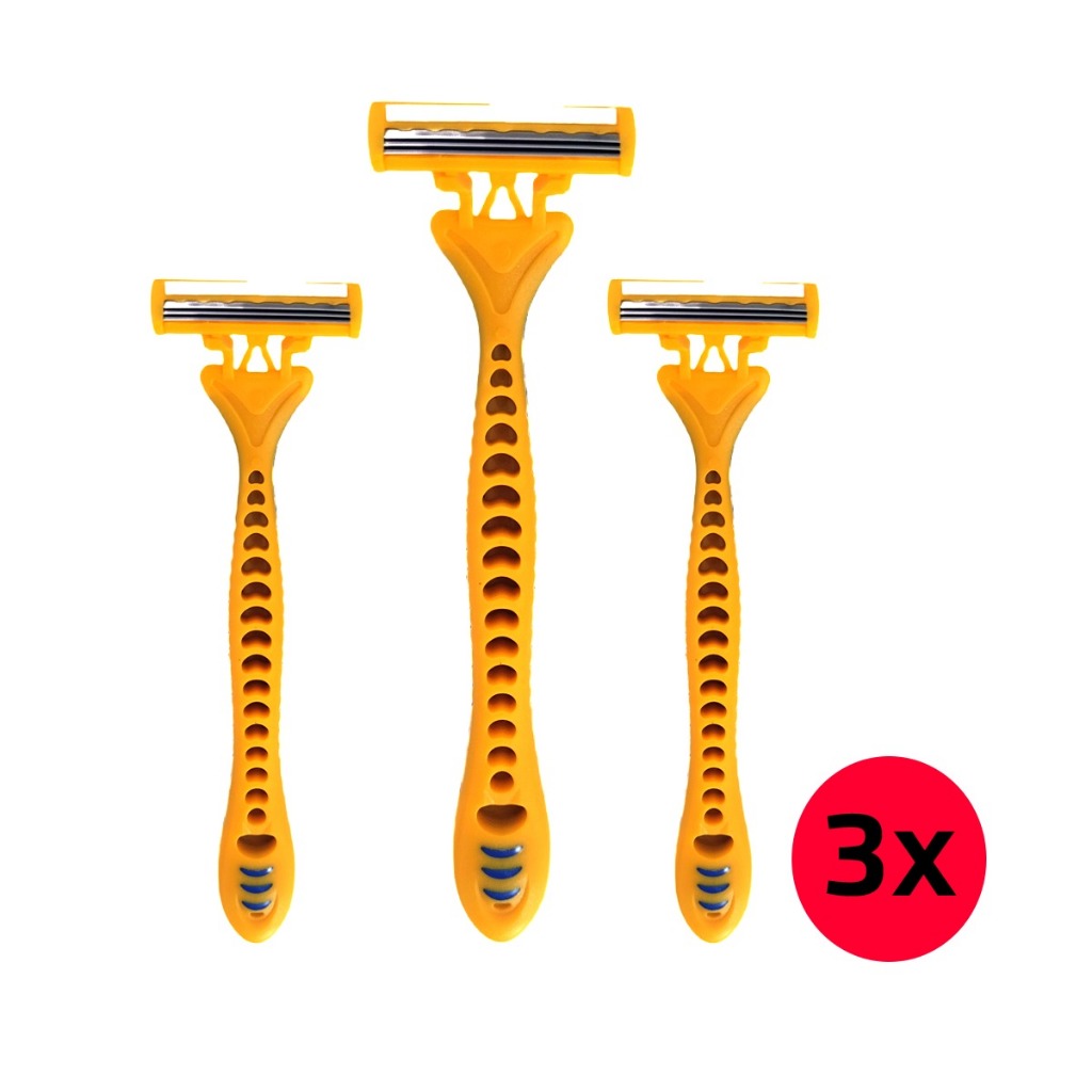 Aparelho de barbear 3 laminas - 3 unidades em Oferta na Shopee
