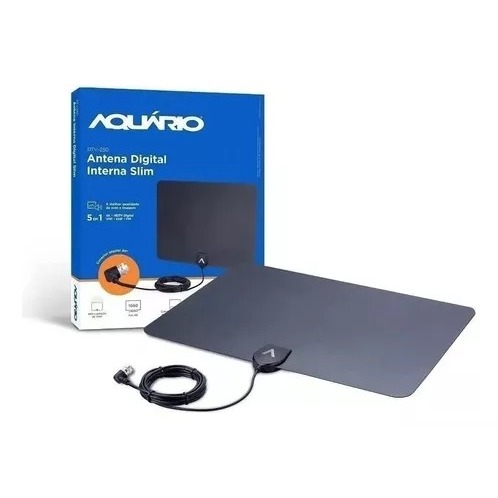 Antena Interna Digital Slim 4k Full Hd Aquário Dtv-250 Original com Nota Fiscal