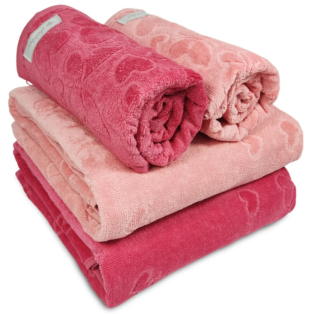 Jogo/Kit 2 Toalhas de Banho Romance Döhler + 2 Toalhas de Rosto Aveludada Macia 100% Algod...