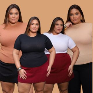 Kit 4 Blusas Plus Size Feminina Gola Alta Caneladinho Premium  Estilosa Malha Elegante em Oferta na Shopee