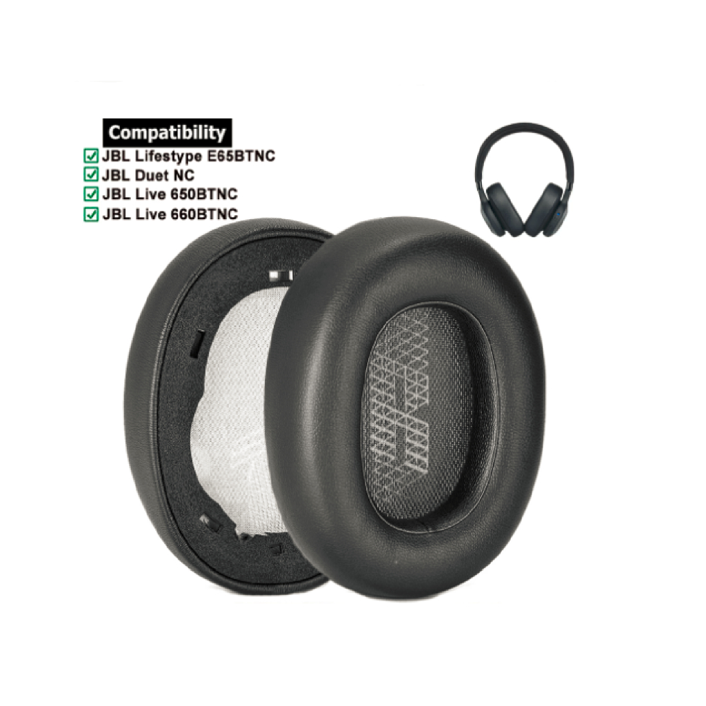 Par de Almofadas Espumas Earpads Compativeis com Fone de Ouvido Jbl Live 660 650 Btnc E65 Bt Duet Nc