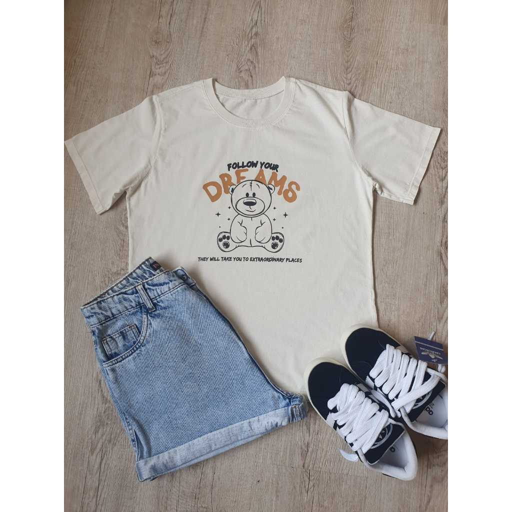 Blusa  Algodão Feminina classica Manga Curta Tshirt Estampada Verão OFF WHITE URSO Camiseta Casual Moda Feminina Elegante100