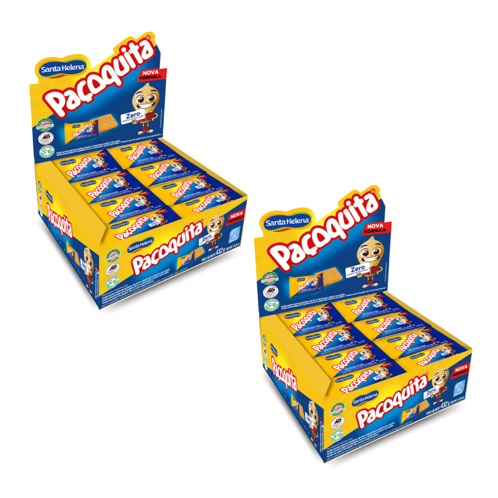 Kit 2un Paçoquita Zero Quadrada Display 432G