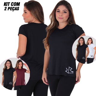 Kit 2 Blusas Feminina Dry Fit Tapa Bumbum Malhação Retém Suor em Oferta na Shopee