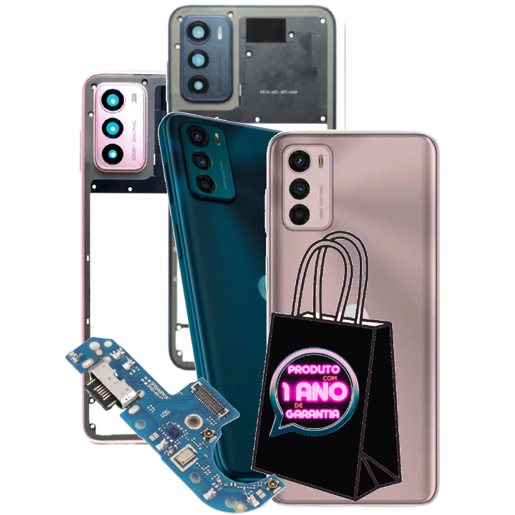 Carcaça Com Tampa Compatível Moto G42 XT2233 Aro Com Botões + Lente Câmera + Placa de Carga