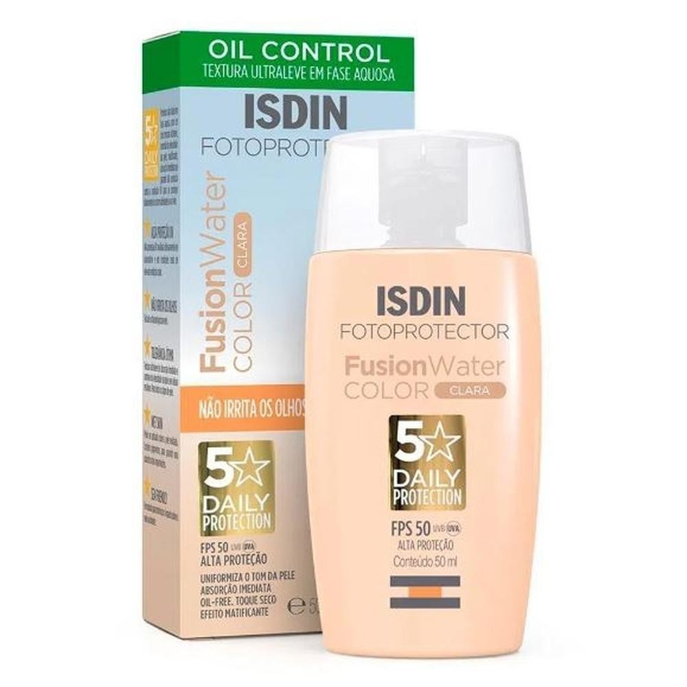 Protetor Solar Facial Isdin Fusion Water FPS 50 Color Clara 50ml