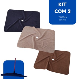 Kit 3 Panos de Limpeza Microfibra Mágico  Macio 70x50cm  Com Furo para Rodo em Oferta na Shopee