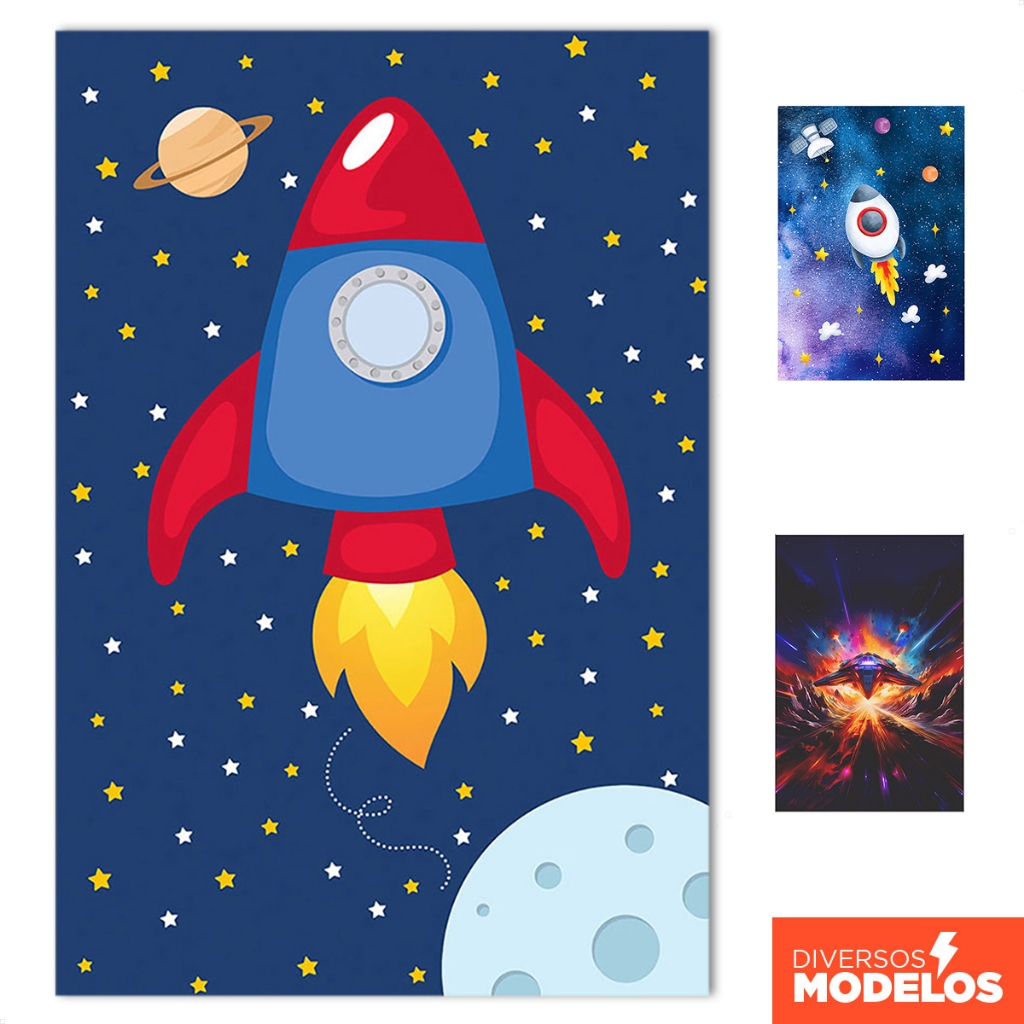 Painel Festa Astronauta Retangular Vertical Lateral Sublimado Em Tecido 1,50x2,20m em Oferta na Shopee