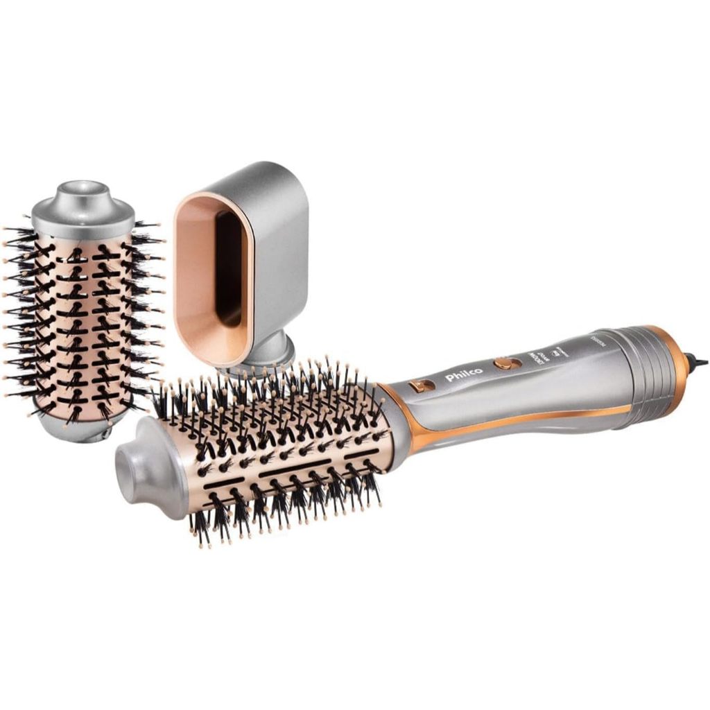Escova Secadora + Secador 3 Em 1 Turbo Philco Bivolt Cor Prata 110v/220v