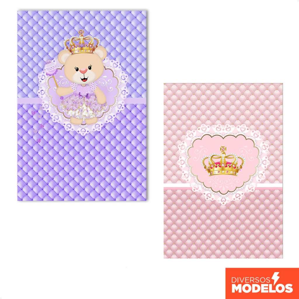Painel Festa Retangular Ursa Realeza Vertical Sublimado Tecido 1,50x2,20 em Oferta na Shopee