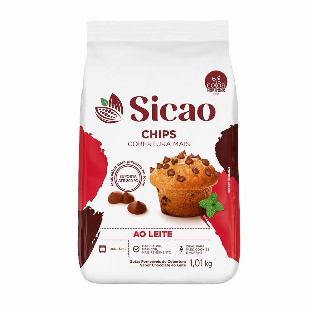 Cobertura Forneável Mais Chips Ao Leite 1,01kg Sicao em Oferta na Shopee