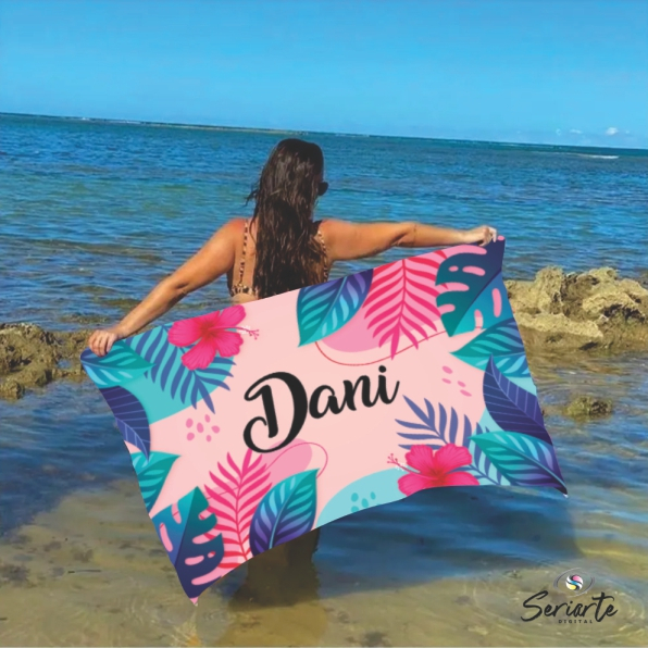 2 Cangas adulto + 2 canga infantil Saída De Praia Personalizada Com Nome Modelo 5