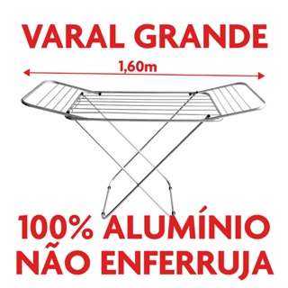 Varal de Chão em Alumínio com Abas Retrátil Compacto e Funcional - Bitenfer Varais em Oferta na Shopee