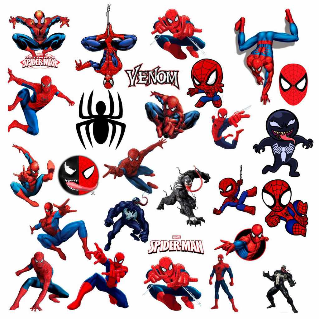 Kit Cartela de Stickers HOMEM ARANHA - VENOM Adesivos de Series e Filmespara Caderno Notebook Bicicleta Moto Carro