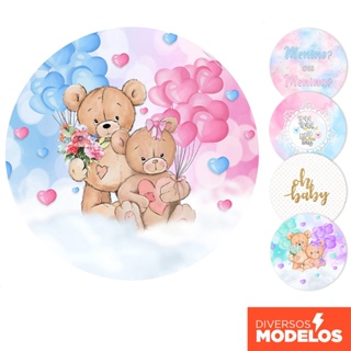 Painel de Festa Chá Revelação Redondo Decoração Em tecido 1,50m Com Elástico em Oferta na Shopee