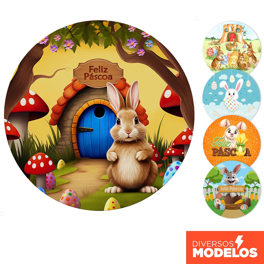 Painel Redondo Páscoa em Tecido 1,50m com Elástico para Festas Diversos Modelos