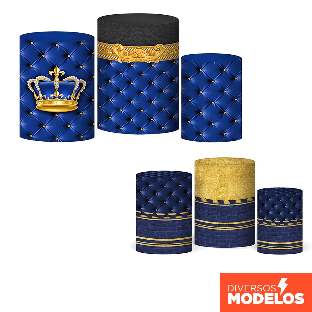 Trio Capa Cilindro Festa Realeza Azul Menino Veste Fácil Em Tecido Com Elástico em Oferta na Shopee