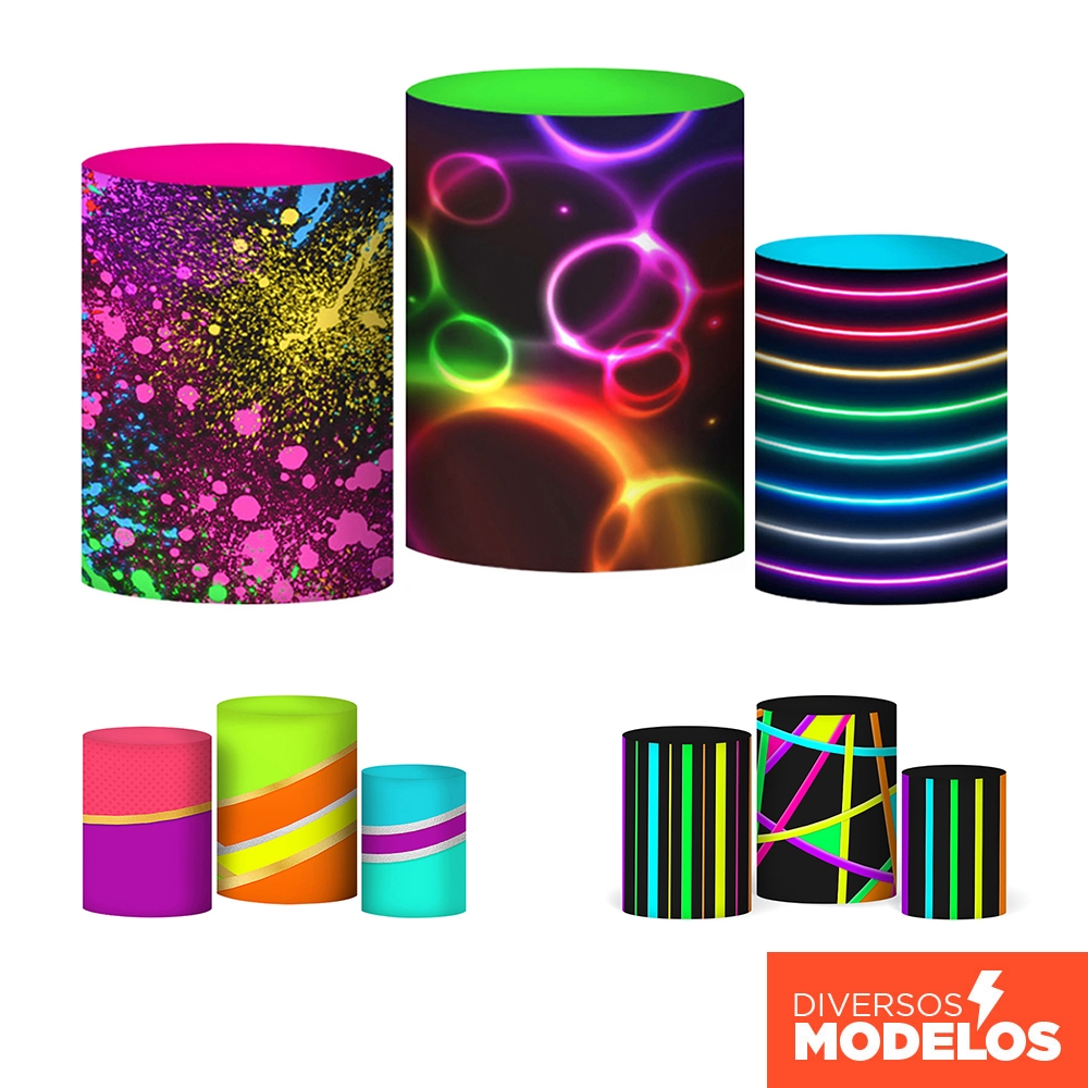 Capa de Cilindro Festa Neon Trio Veste Fácil em Tecido com Elástico Decorativo em Oferta na Shopee