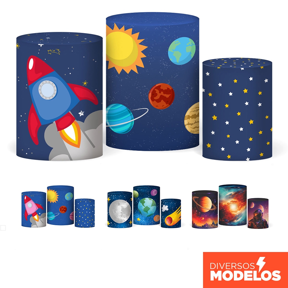 Trio Capa Cilindro Decoração Astronauta Veste Fácil em Tecido com Elástico para Festas em Oferta na Shopee