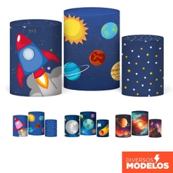 Trio Capa Cilindro Decoração Astronauta Veste Fácil em Tecido com Elástico para Festas