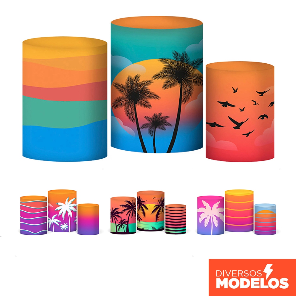 Trio Capa Cilindro Festa Tardezinha Praia Veste Fácil Em Tecido Com Elástico Decoração Festas em Oferta na Shopee