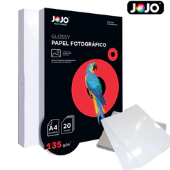 Papel Fotográfico GLOSSY 135g A4 1000 Folhas Brilhantes (NÃO ADESIVO) Resistente a Água JOJO BRASIL
