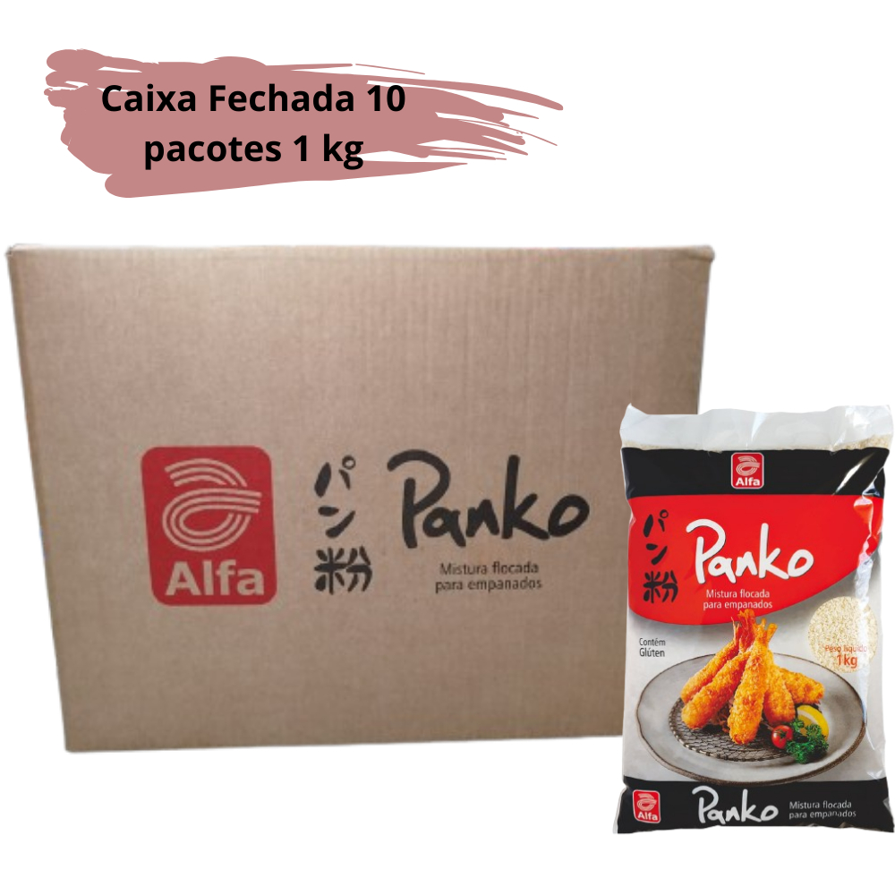Kit 10 Farinha Panko Para Empanar Alfa 1kg - caixa fechada