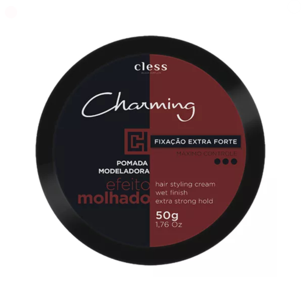 Pomada Modeladora Cless Charming Men Extra Forte Molhado 50g em Oferta na Shopee