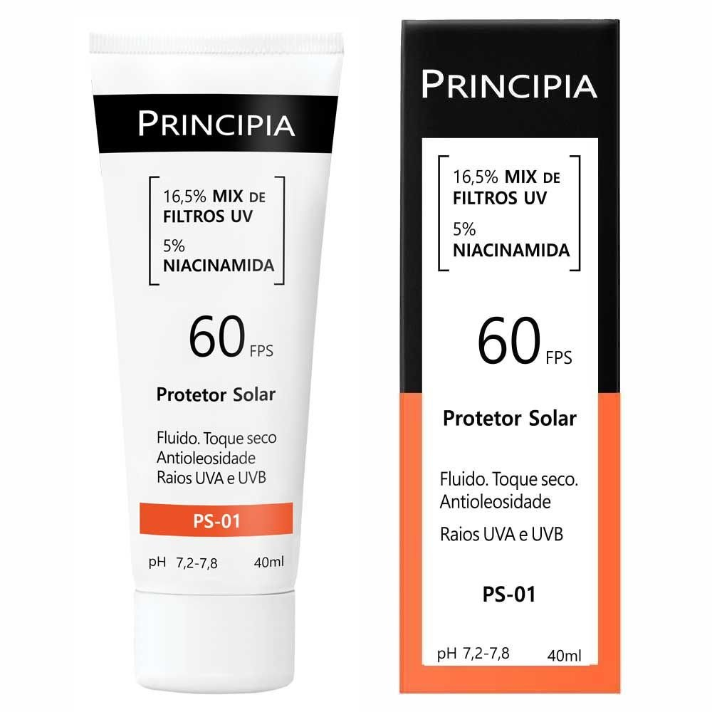 Protetor Solar Facial Principia FPS 60 Fluido Toque Seco PS-01 40mL