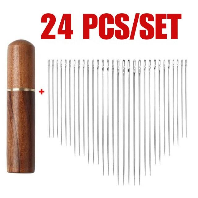 Kit 24 Peças Agulhas De Costura De Aço Inox, Rosqueamento Automático Rápido, Box Portátil Dark em Oferta na Shopee