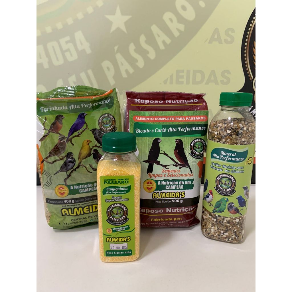 KIT -1 BICUDO E CURIÓ ALTA PERFORMANCE+1 FARINHADA ALTA PERFORMANCE+1CANJIQUINHA+1 MINERAL PREMIUM