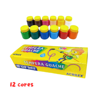Tinta Guache 12 Cores 15 ML Não Tóxica Acrilex em Oferta na Shopee