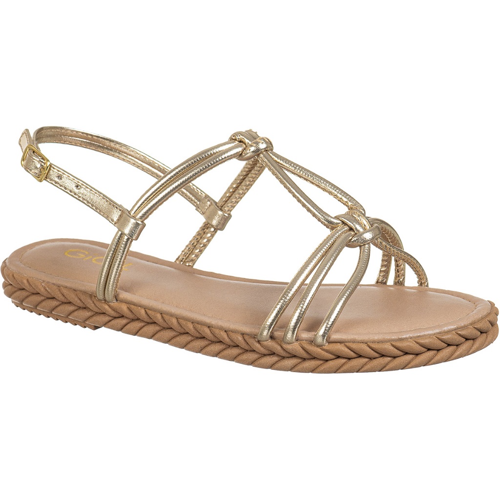 Sandalia Feminina Rasteirinha Papete Flat Espadrille Sola Macia Trançada Original GiGiL