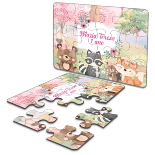 20 Unidades Quebra-Cabeça Personalizado Tema Bosque Encantado Lembrancinha Infantil Festas em Oferta na Shopee