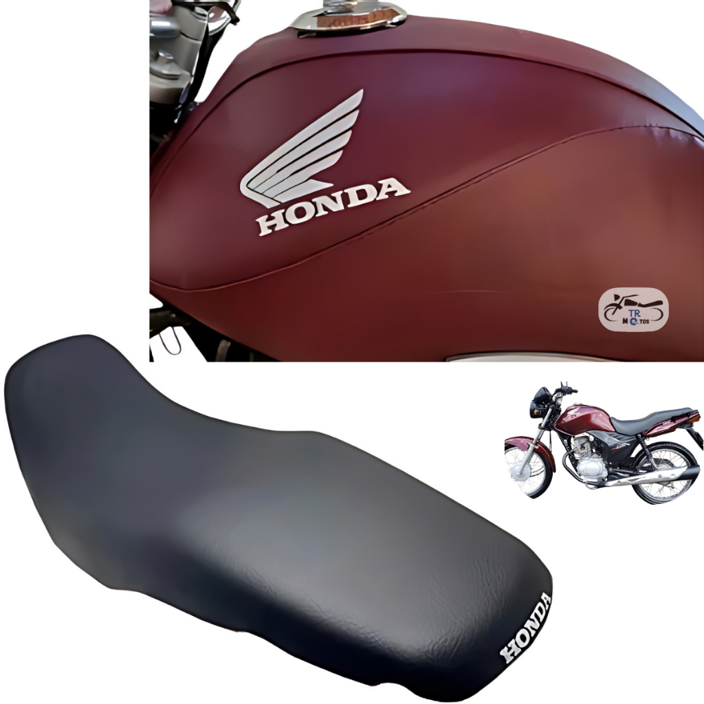Capa De Tanque Cor Vinho E Capa De Banco Moto Titan Fan 125/150 2009/2010/2011/2012/2013