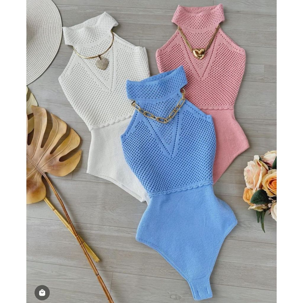 boddy de tricot modal gola lata moda feminina