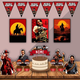 Kit Festa Red Dead Redemption – Decoração Pronta com poster, Topo de Bolo e Personagens para Festa em Casa facil