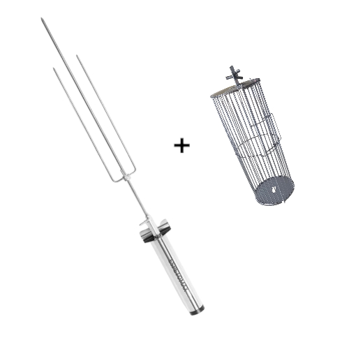 Espeto Giratório Movido A Pilha Com Cesto P/ Coração Inox