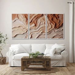 Kit 3 Quadros Abstrato Geométrico 50x75cm Decorativo Sala Quarto