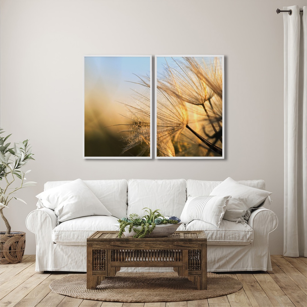 Quadro Decorativo Diptico Luz Do Entardecer Sala Quarto Escritorio Moldura Com ou Sem Vidro em Oferta na Shopee
