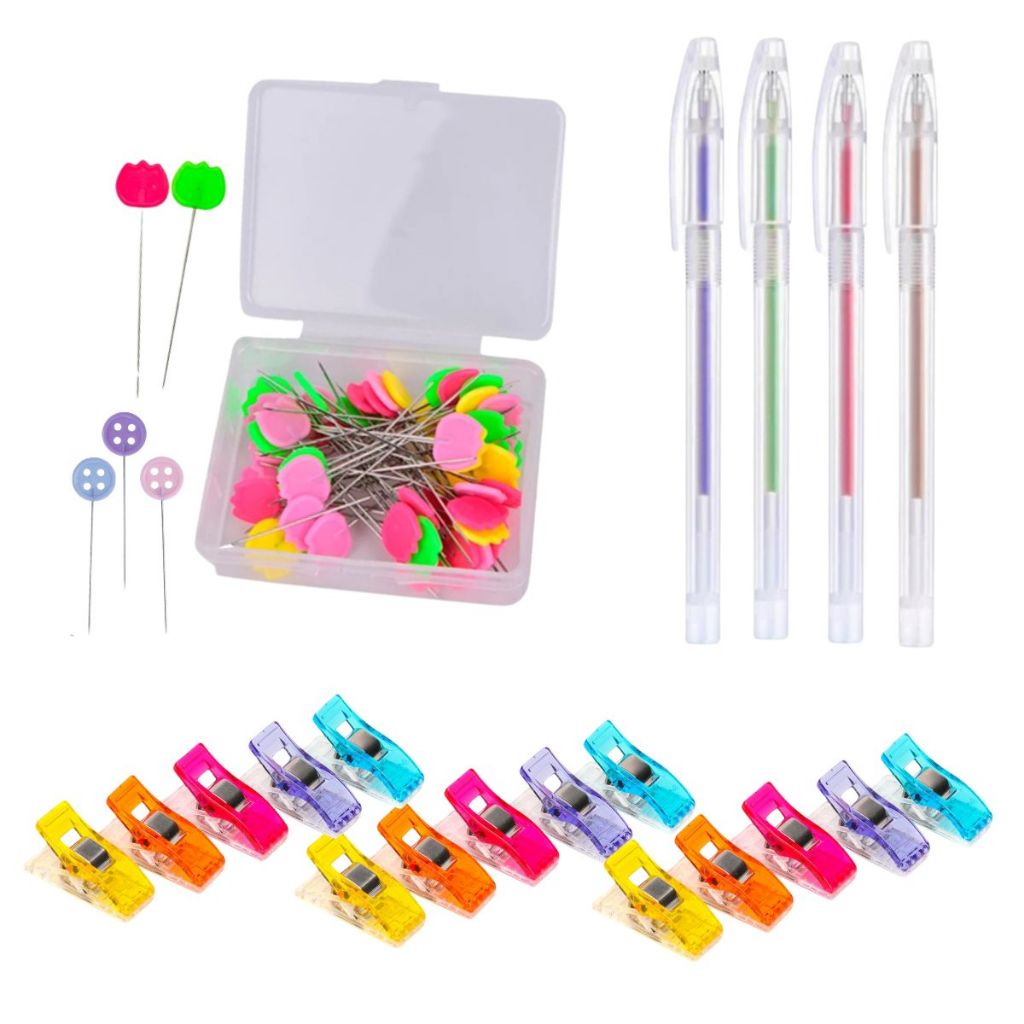 Kit 80 Alfinetes + Caneta Fantasminha apaga com calor + 6 Prendedores Clips Wonder em Oferta na Shopee