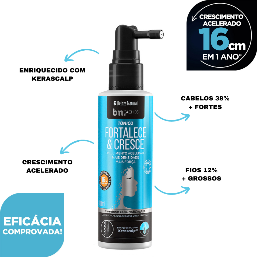 Tônico Capilar Beleza Natural Fortalece e Cresce 100ml bn.Cachos (Crescimento e Fortalecimento) em Oferta na Shopee