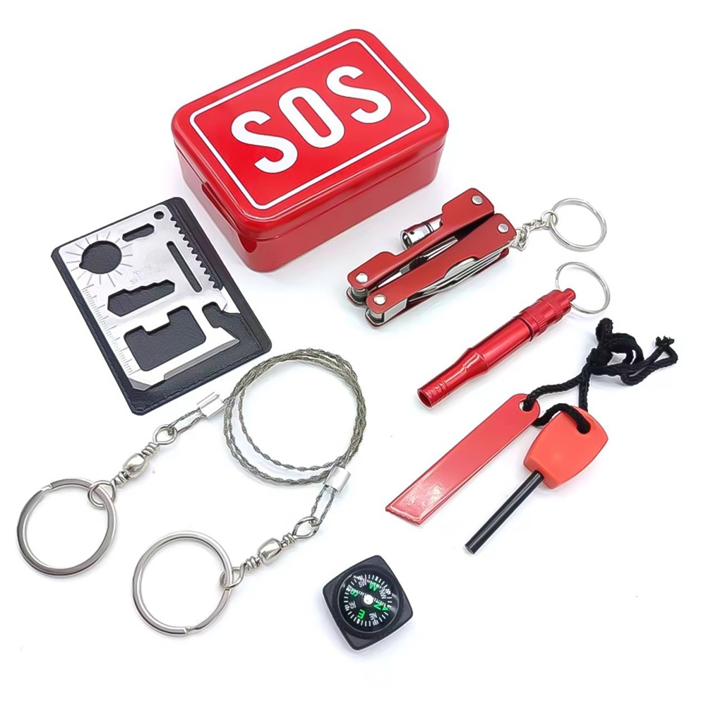 Kit Sobrevivência De Emergência Camping Trilha EDC SOS 7 EM 1 Selva Escoteiro Emergência