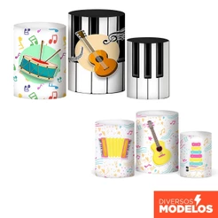 Capa Cilindro Festa Música Veste Fácil em Tecido com Elástico Decorativo