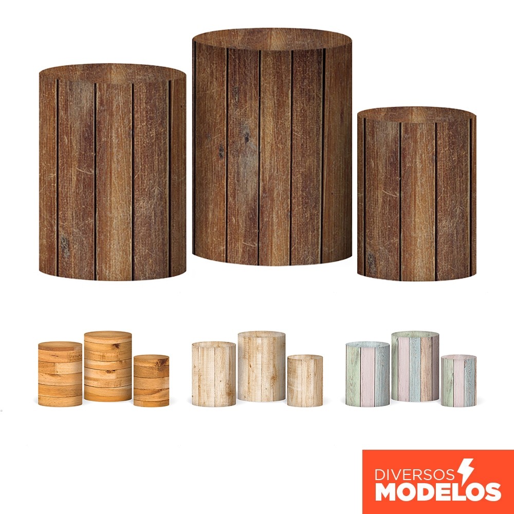 Trio Capas Cilindros Madeira Veste Fácil em Tecido com Elástico para Festas em Oferta na Shopee