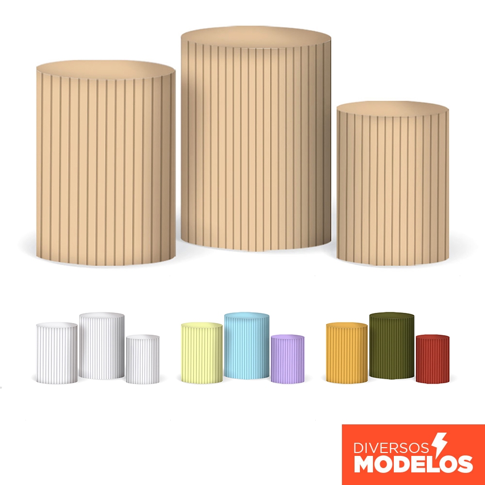 Capa Cilindro Ripado Veste Fácil Trio Decoração Festa Com Elástico Sublimado Em Tecido em Oferta na Shopee